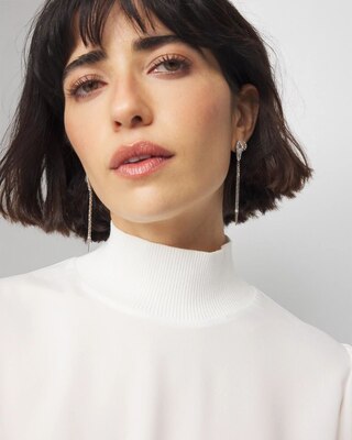 Linear Silvertone Snake Earrings