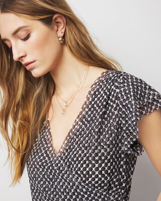 Mesh Ruched Surplice Top click to view larger image.