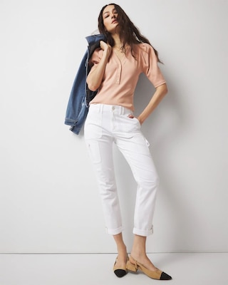 WHBM FORME™ Ribbed Stretch Henley Top click to view larger image.