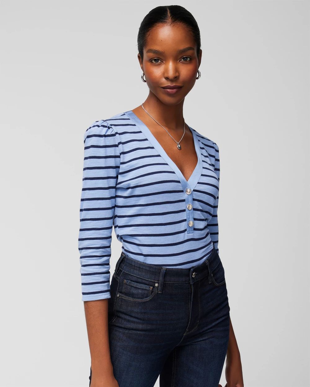 3/4 Sleeve Henley Tee
