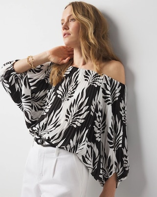 Petite Off-the-Shoulder Kimono Sleeve Blouse
