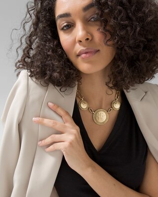 Goldtone Textured Coin Necklace