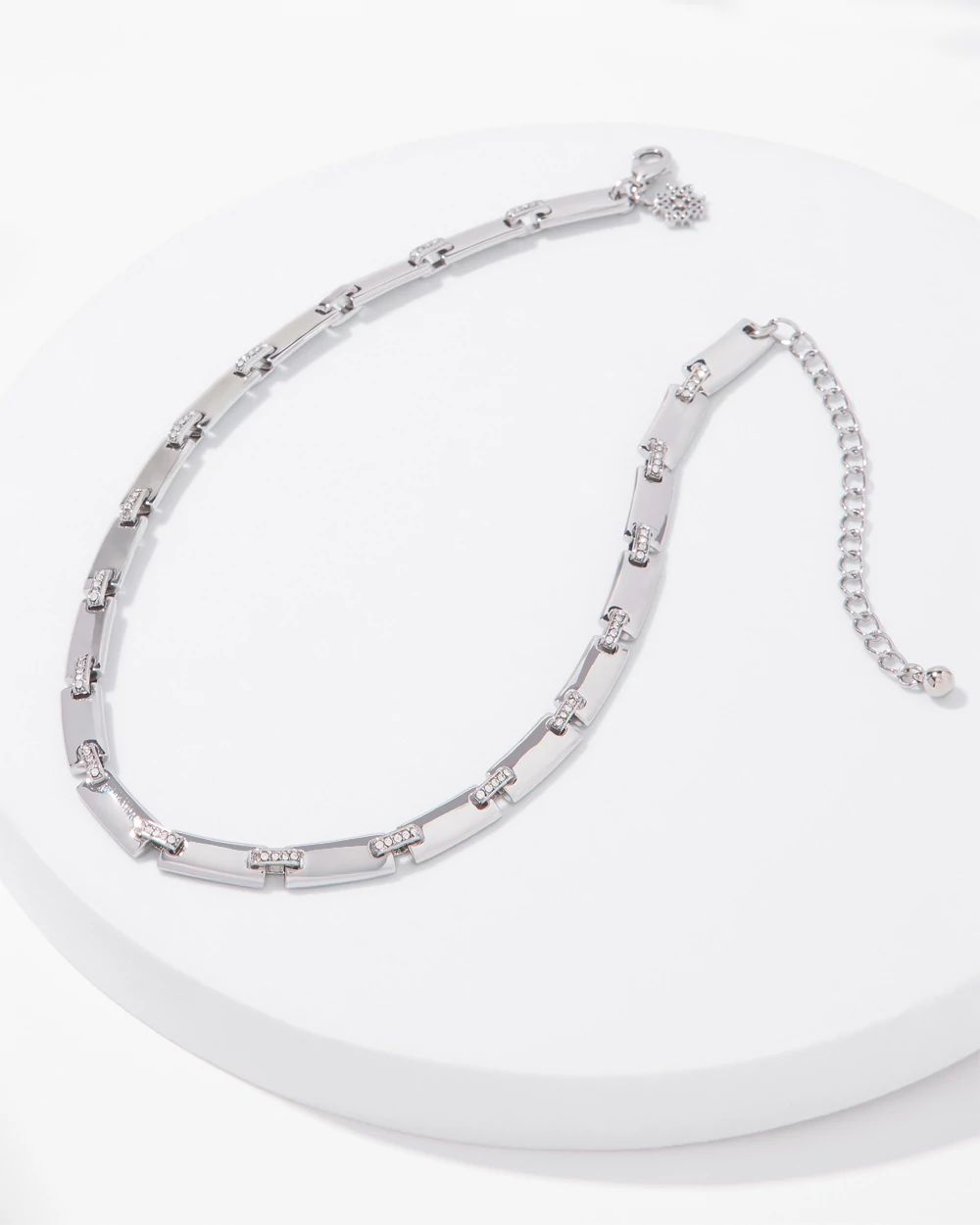 Silver Pave Link Necklace click to view larger image.
