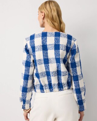 Petite Bouclé Plaid Bomber Jacket click to view larger image.