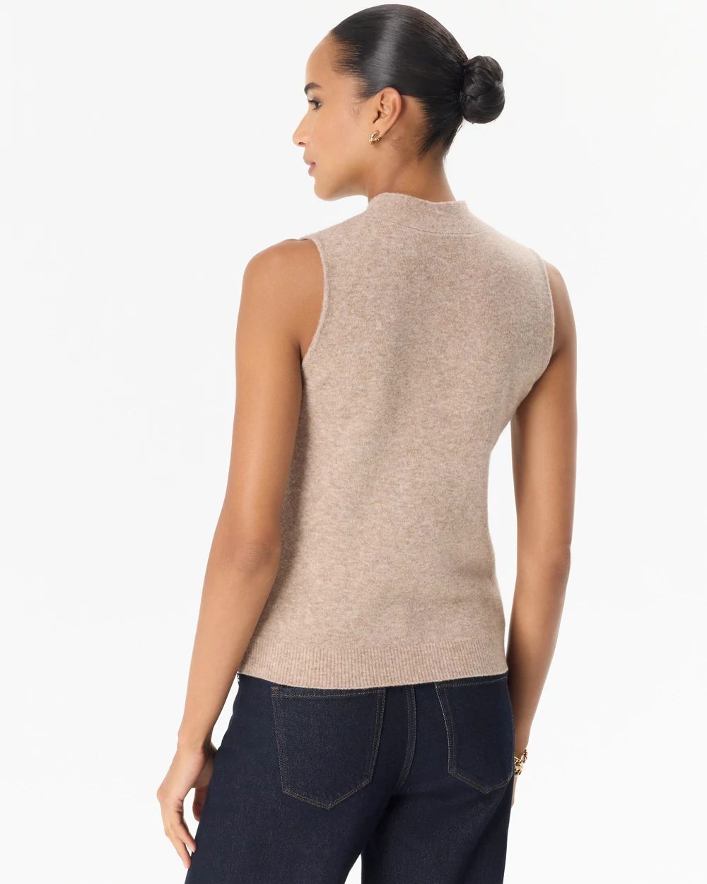 Tie-Neck Sleeveless Sweater Tank click to view larger image.