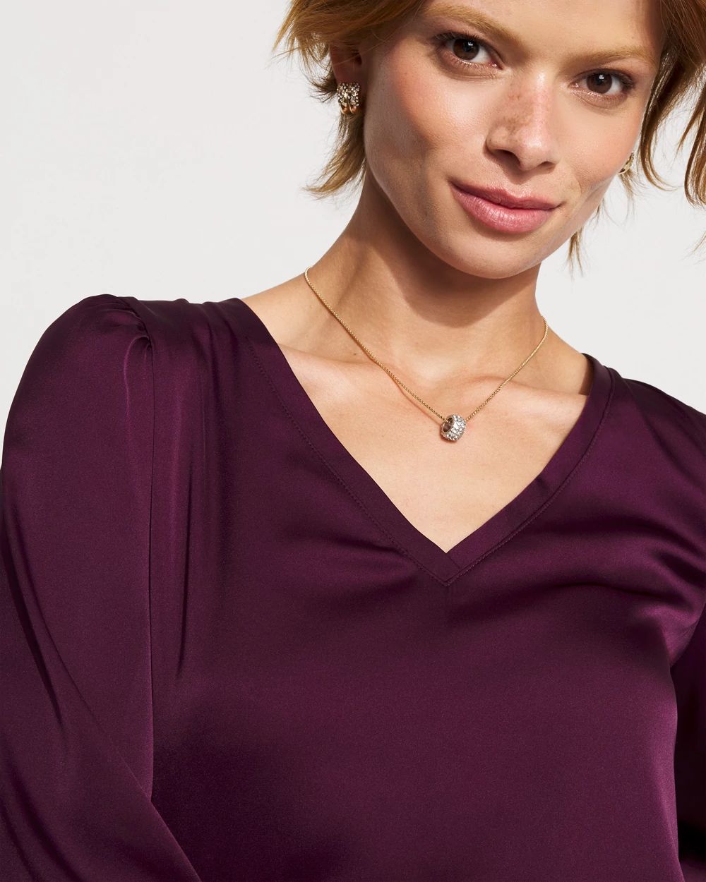 Knit Mix Satin Top click to view larger image.