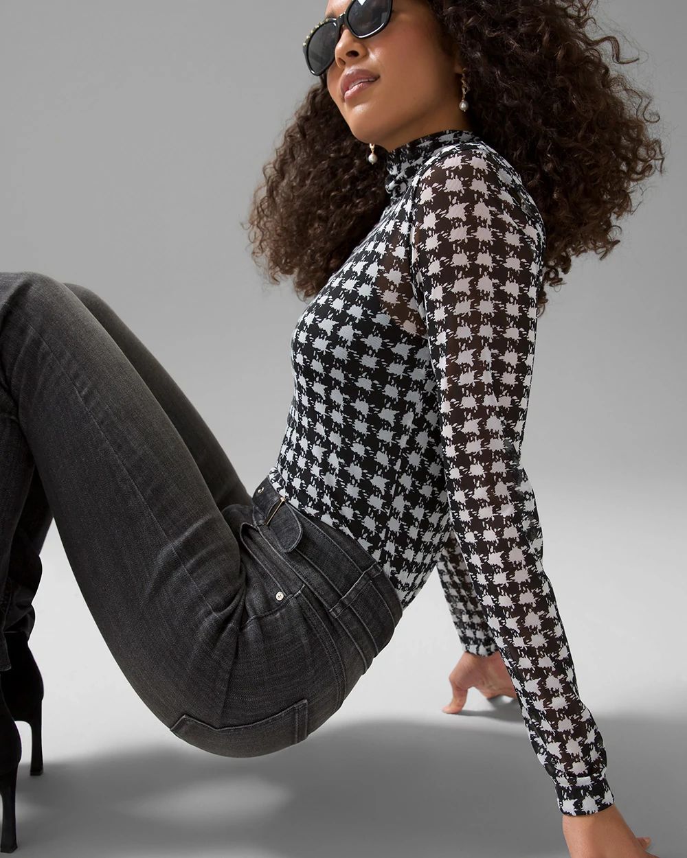 Long Sleeve Mesh Turtleneck