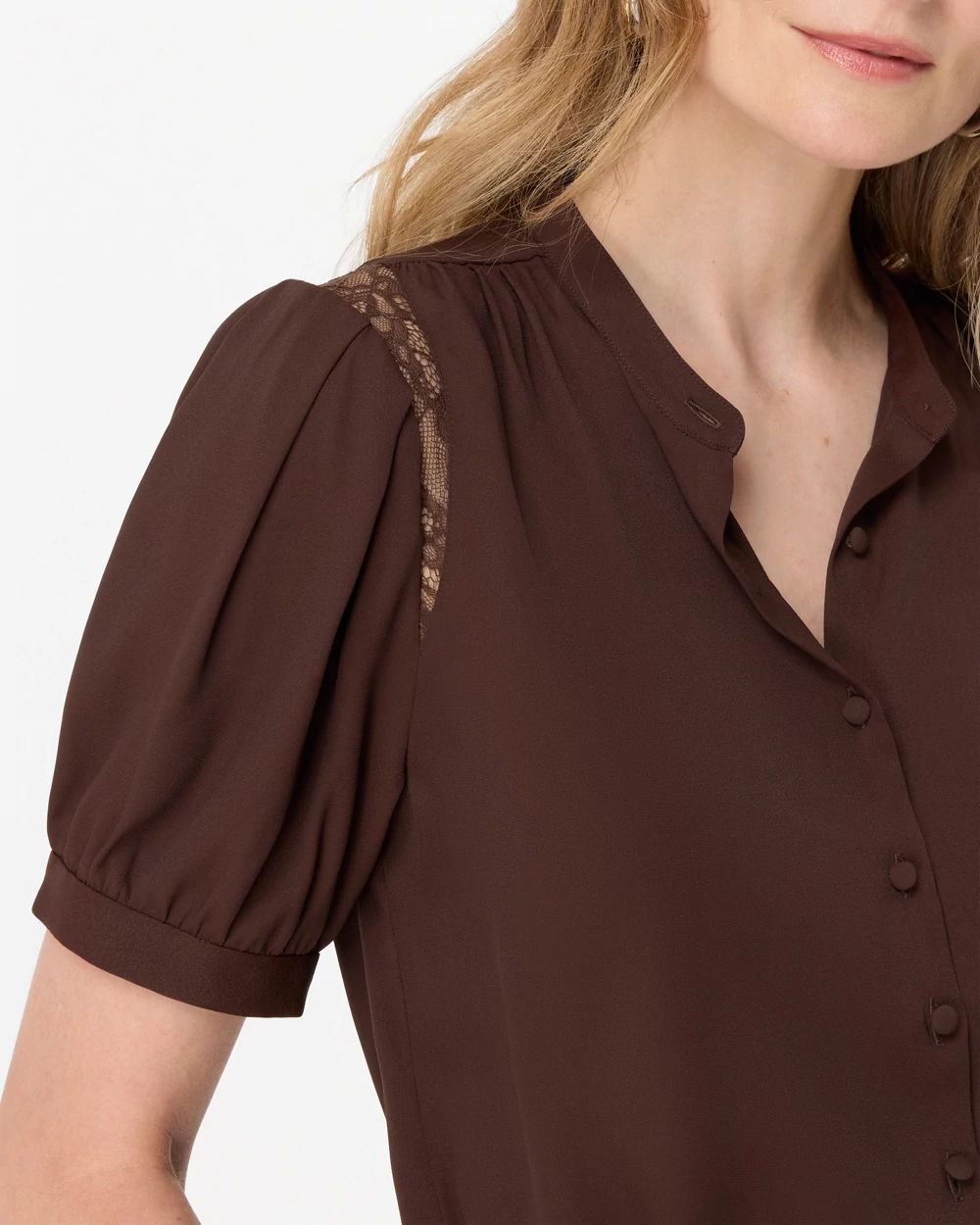 Lace Inset Crepe Blouse click to view larger image.