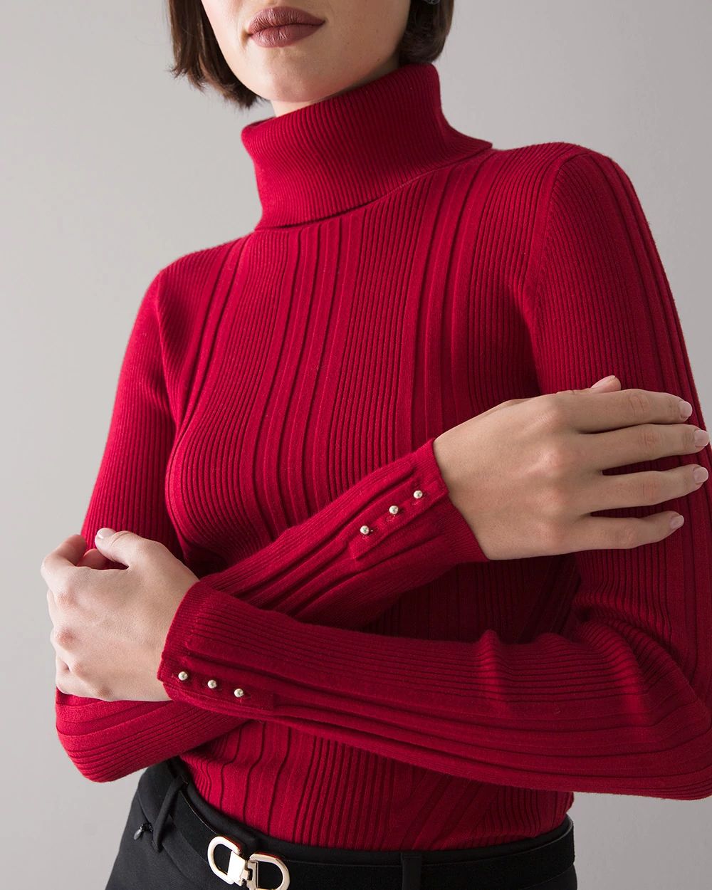 Long Sleeve Transfer Rib Turtleneck
