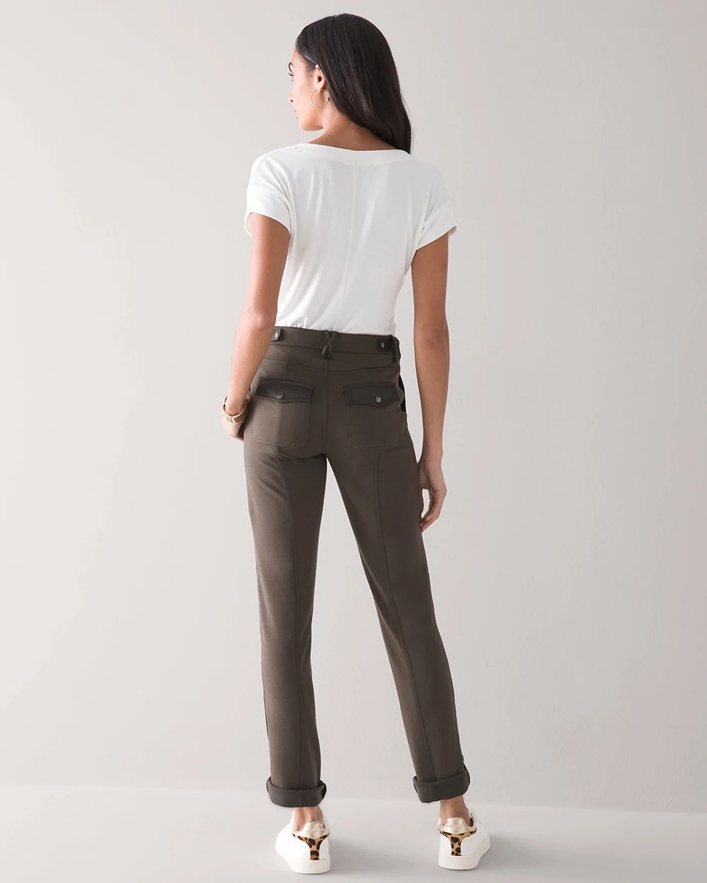 WHBM WKND Satin Trim Knit Cropped Pant