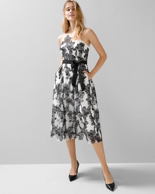 Embroidered Floral Illusion Dress