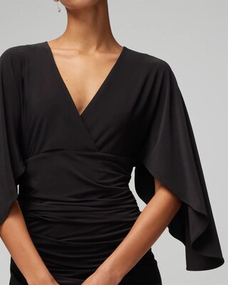 3/4 Flutter Sleeve Matte Jersey Mini Dress