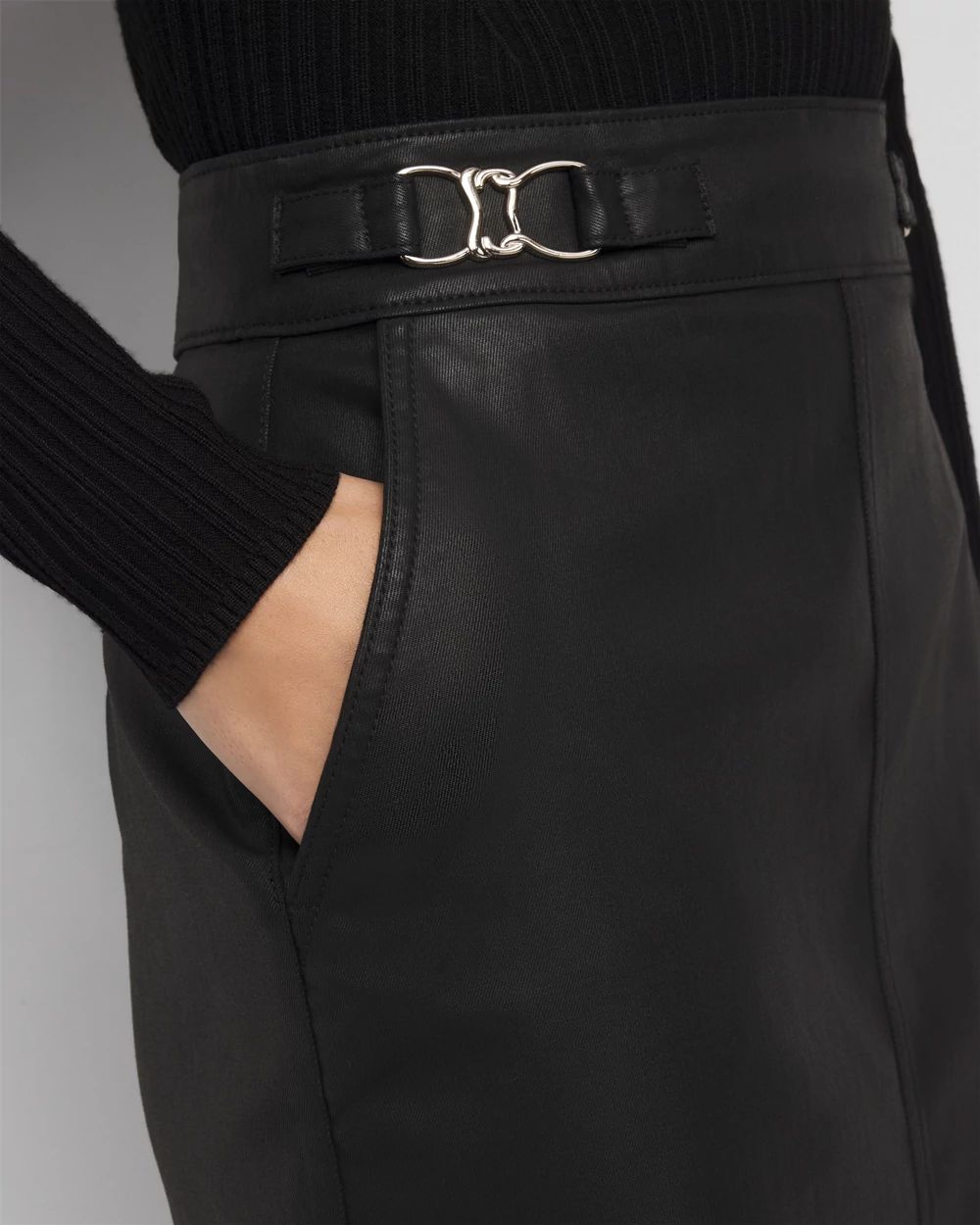 Coated Denim Mini Skirt