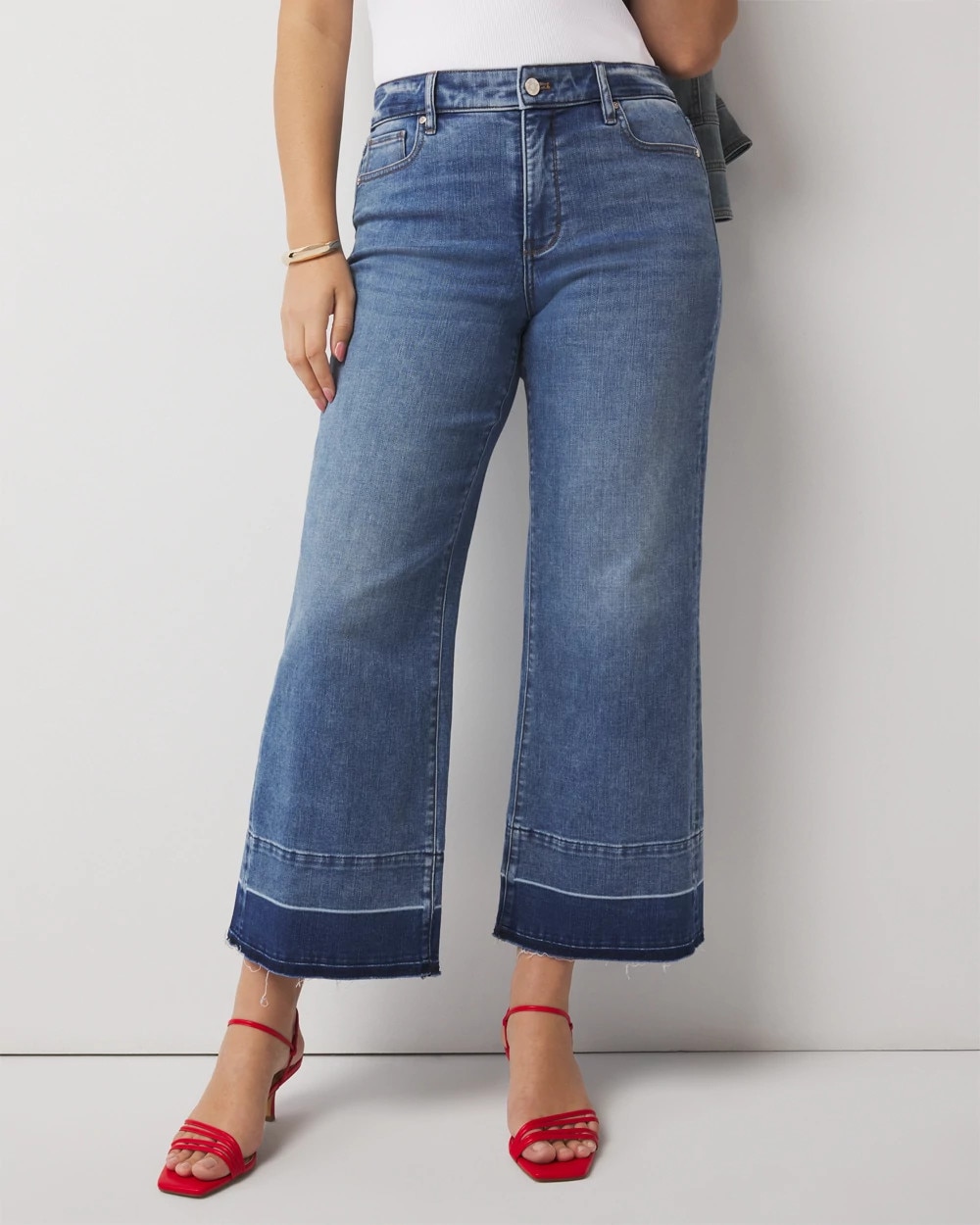 High-Rise Released Hem Wide Leg Cropped Jean