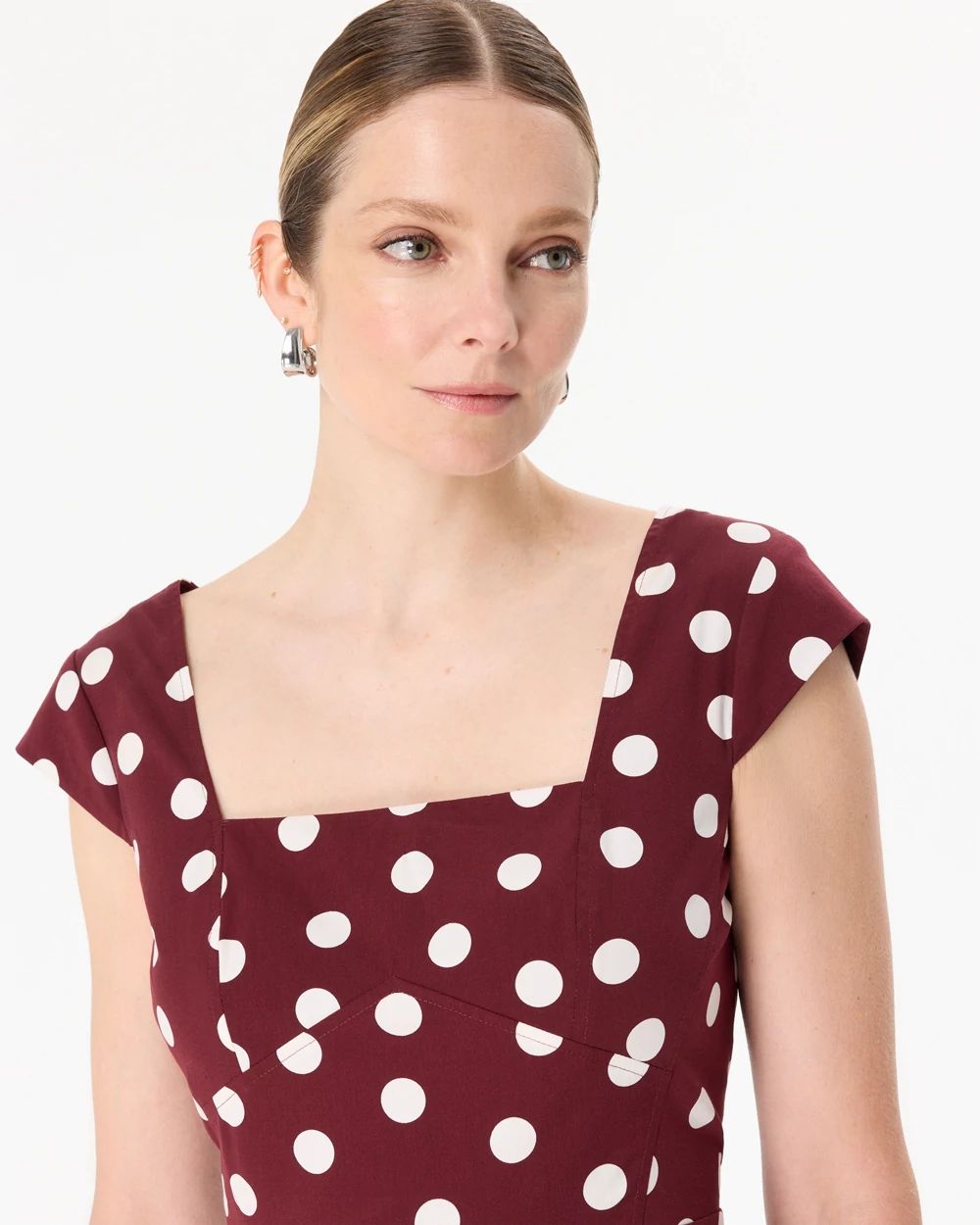 Petite Fit + Flare Poplin Midi Dress click to view larger image.