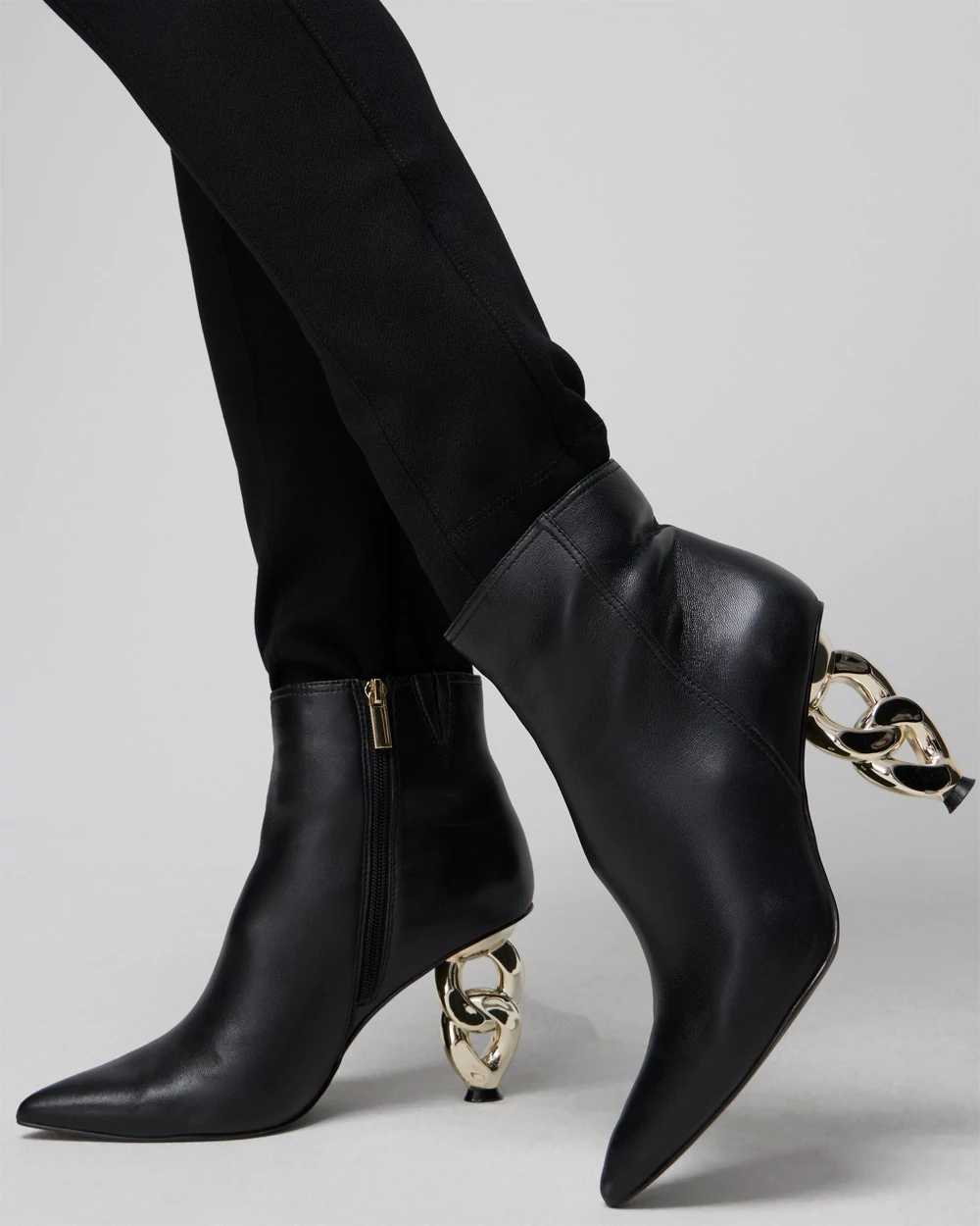 Leather Chain Heeled Bootie click to view larger image.