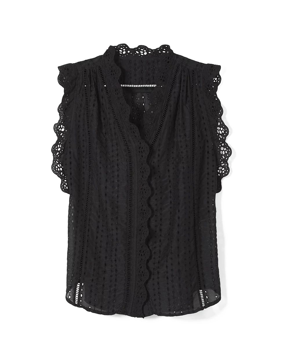 Embroidered Voile Sleeveless Blouse