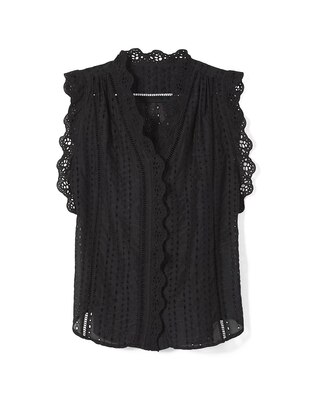 Embroidered Voile Sleeveless Blouse