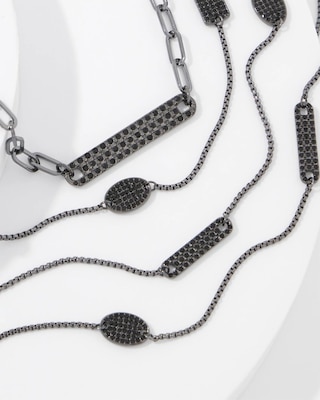 Hematite + Pavé Convertible Necklace click to view larger image.