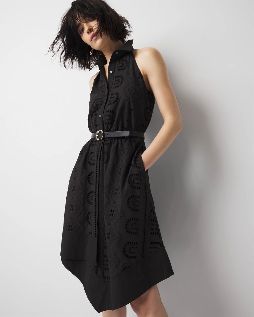 Petite Cotton Eyelet Asymmetric Dress