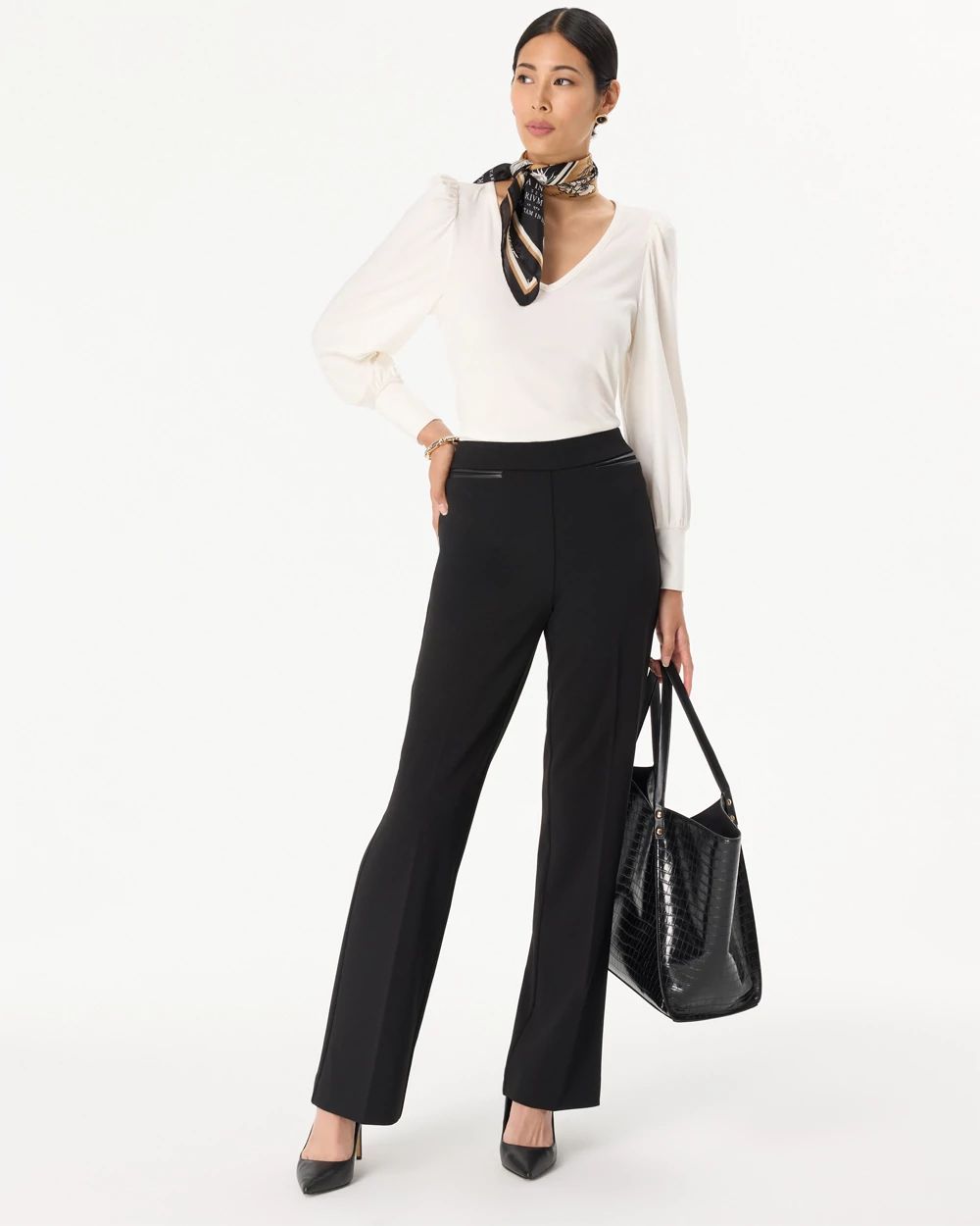 Blouson Sleeve V-neck Top click to view larger image.