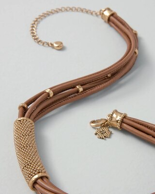 Goldtone Leather Collar Necklace