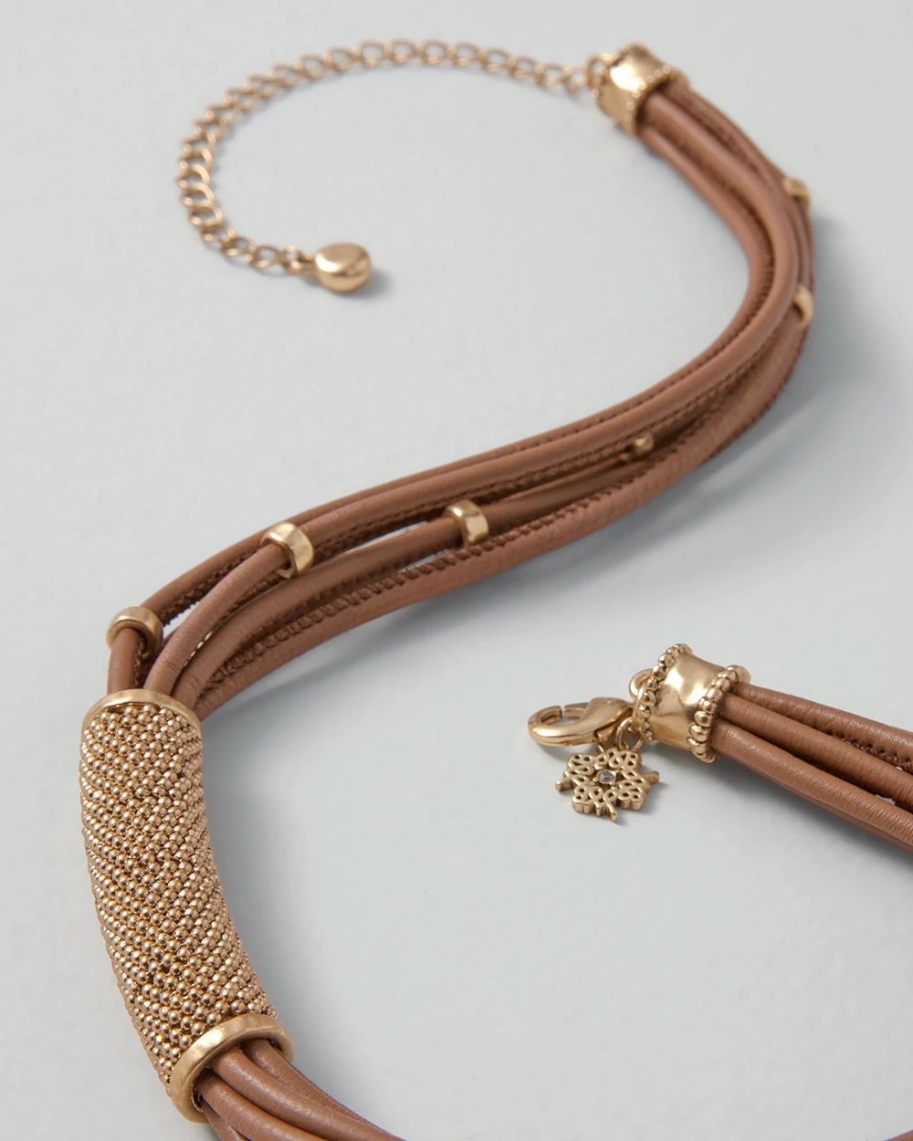Goldtone Leather Collar Necklace
