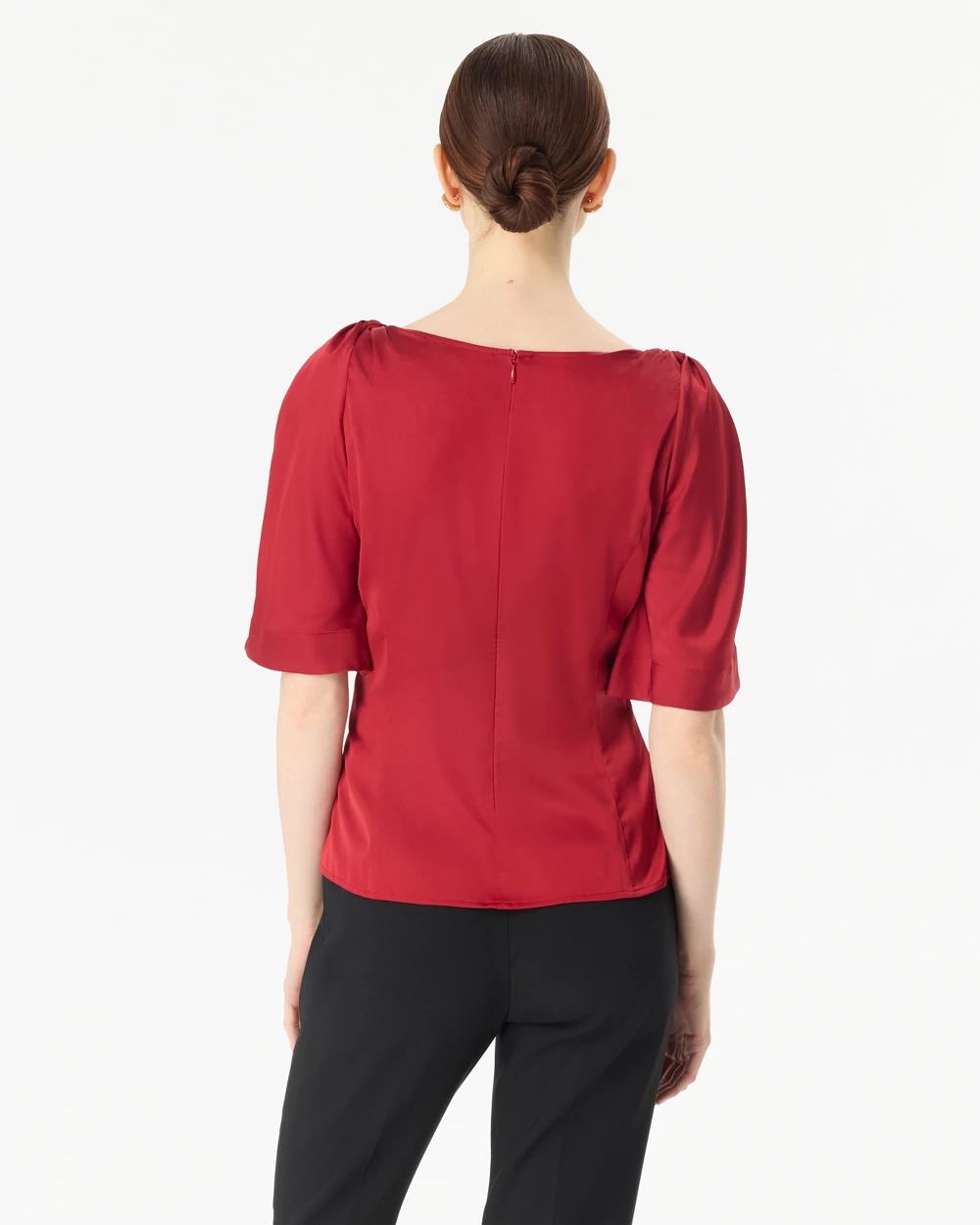 Satin Twist-Shoulder Top click to view larger image.