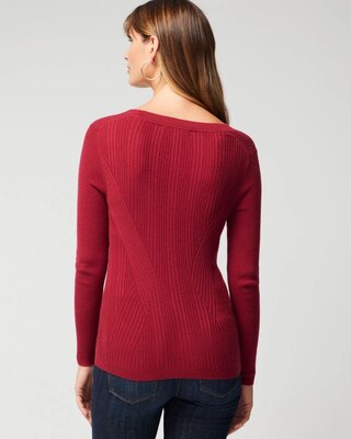 Long Sleeve Cashmere Blend V-Neck Top