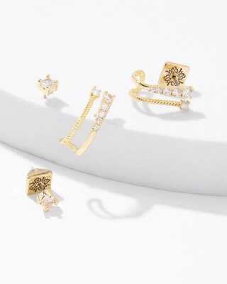 Gold Hoop Stud Earring Set