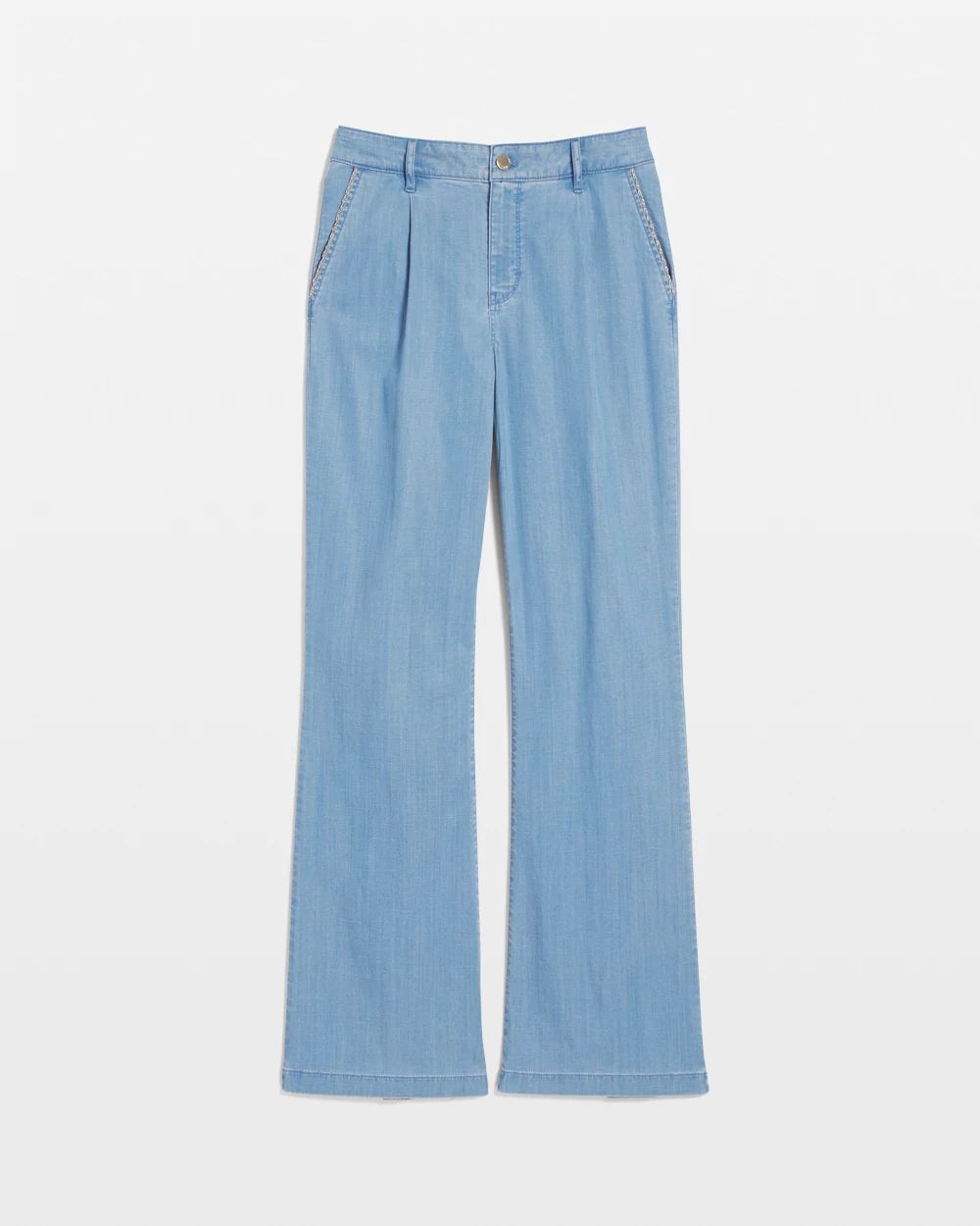 High-Rise Wide-Leg Jean with Chain Trim click to view larger image.