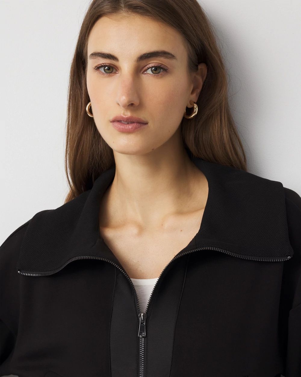 Rib Trim Zip-Up Jacket click to view larger image.