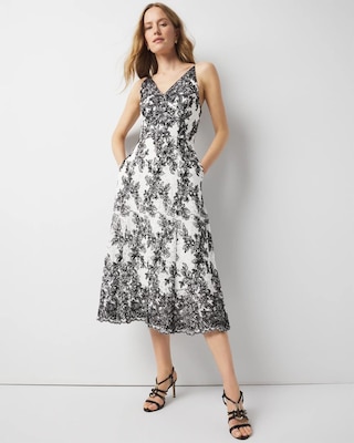 Contrast Lace Midi Dress click to view larger image.