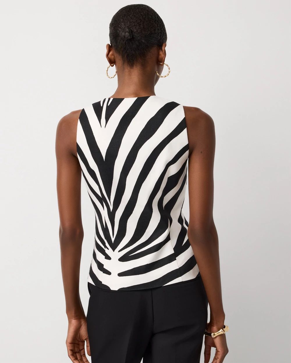 Linen-Blend Zebra Vest