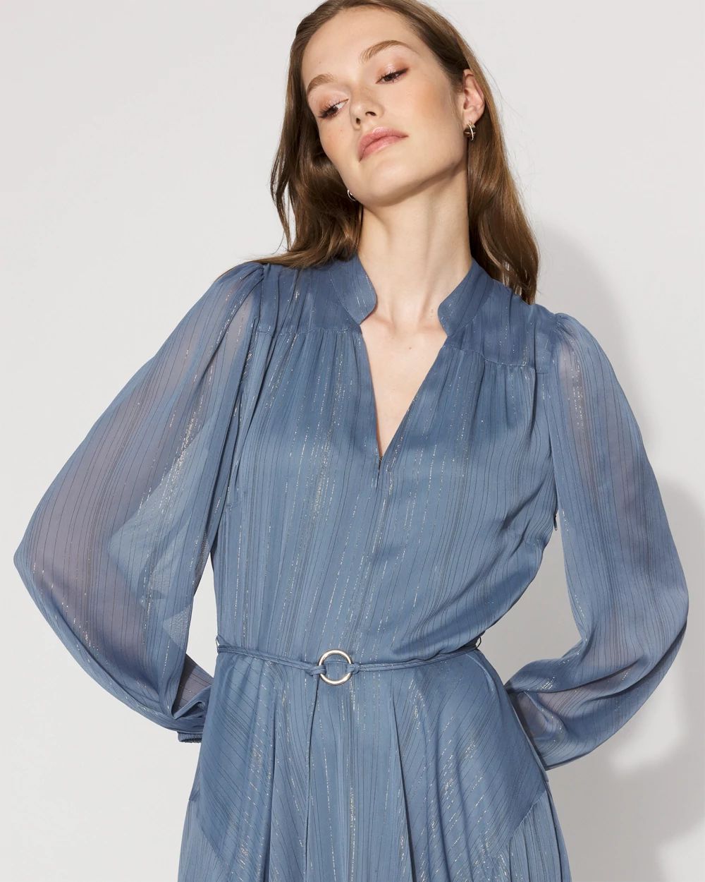 Chiffon + Lurex Maxi Dress