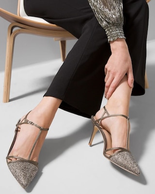 Encrusted Mid-Heel Pumps