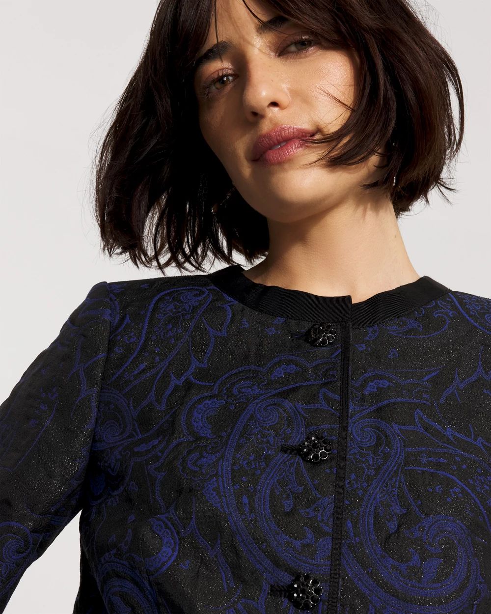 Jacquard Collarless Jacket click to view larger image.