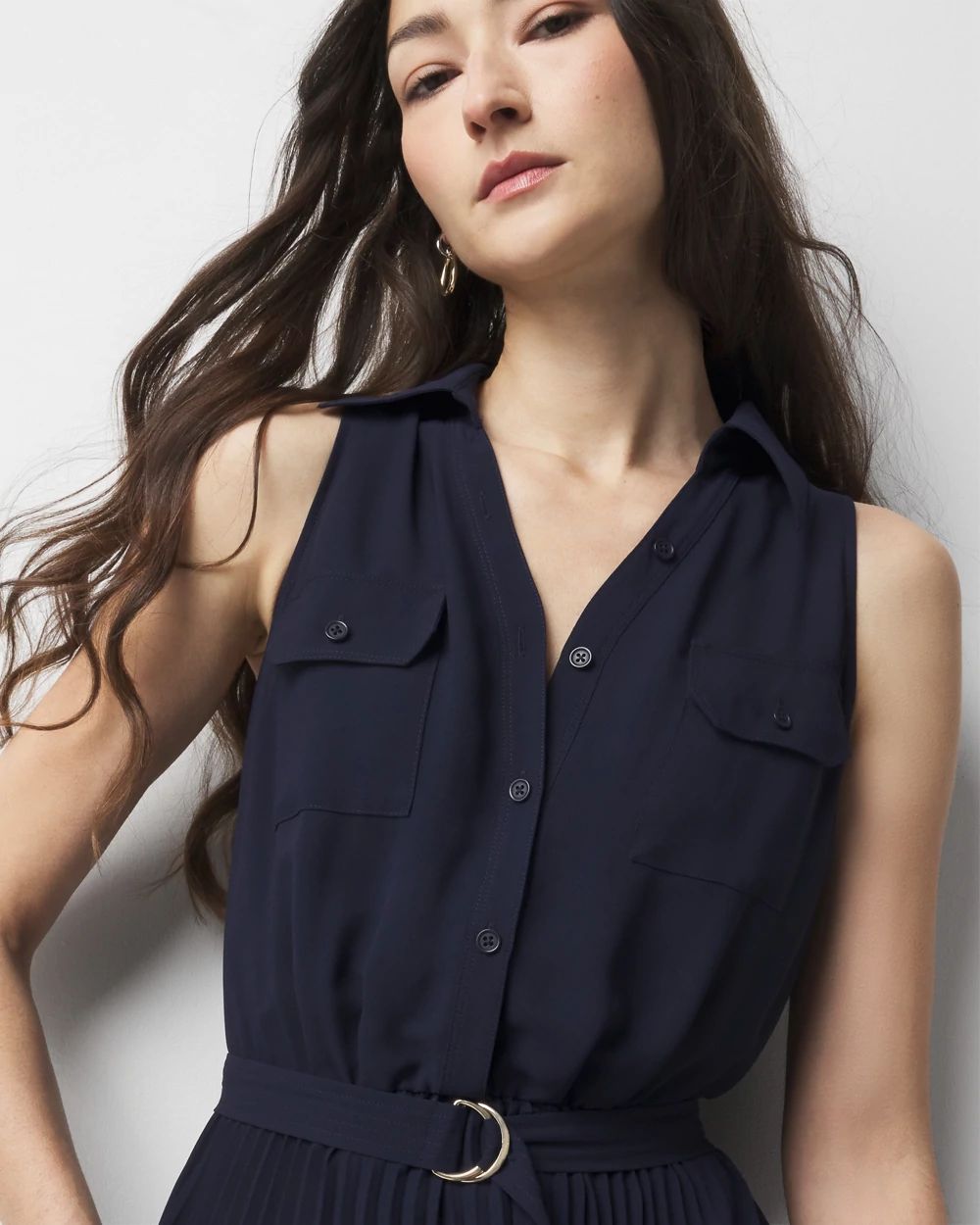 Pleated Shirt Dress