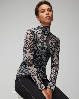 Long Sleeve Mesh Turtleneck