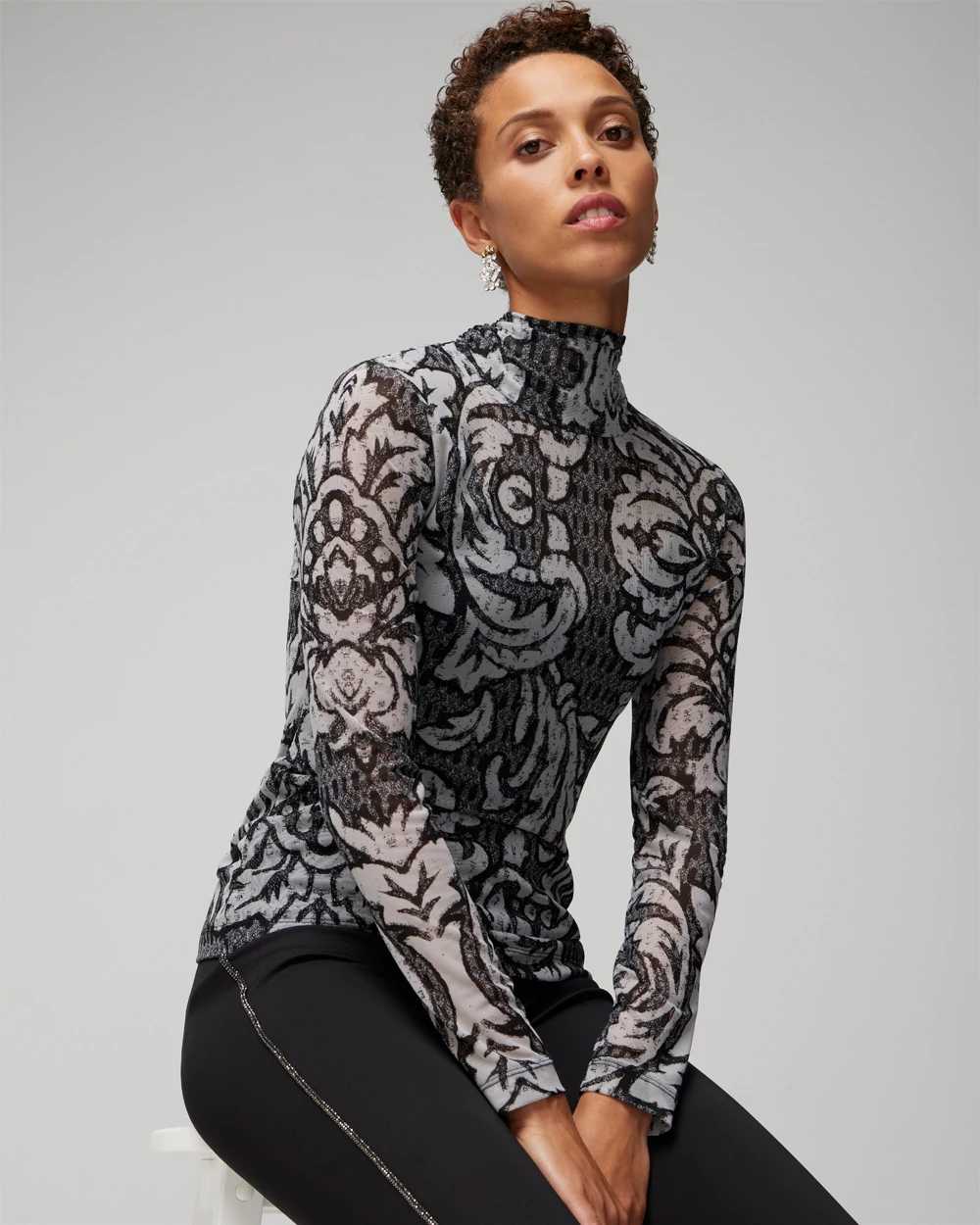 Long Sleeve Mesh Turtleneck click to view larger image.