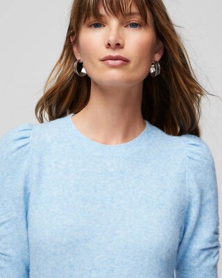 Elbow-Sleeve Soft Crew Gathered Pull Over