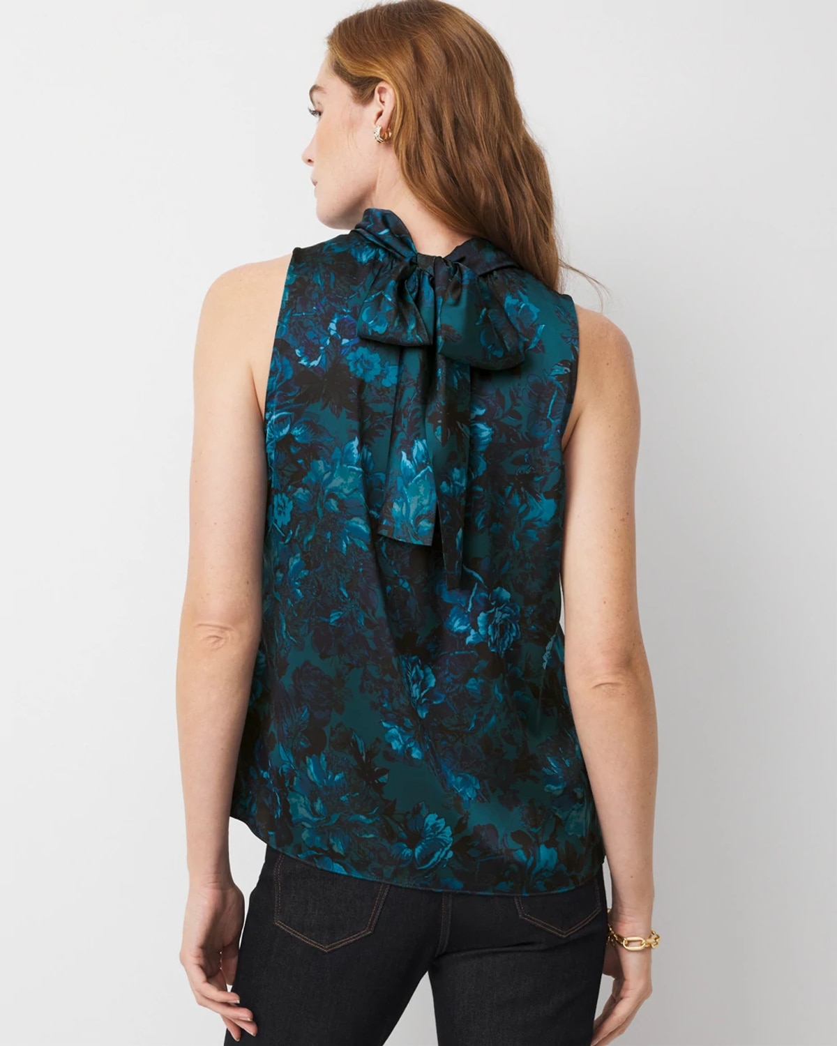 White House Black Market Bow Back Satin Halter Blouse