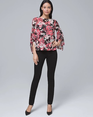 Tie-Sleeve Floral Blouse click to view larger image.
