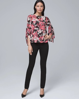 Tie-Sleeve Floral Blouse