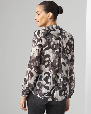 Abstract Print Shirt with Shadow Stripe click to view larger image.