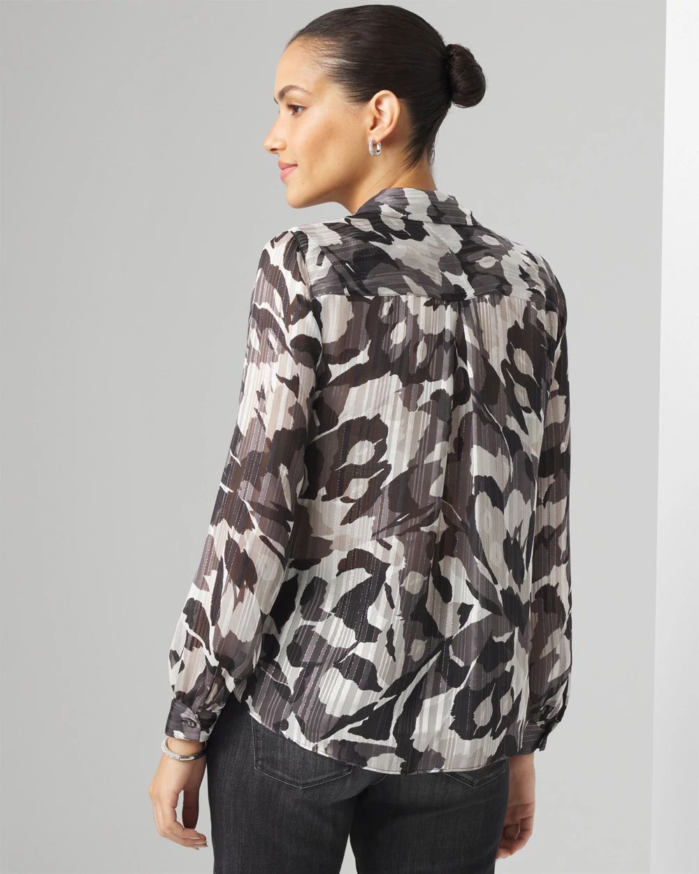 Abstract Print Shirt with Shadow Stripe click to view larger image.
