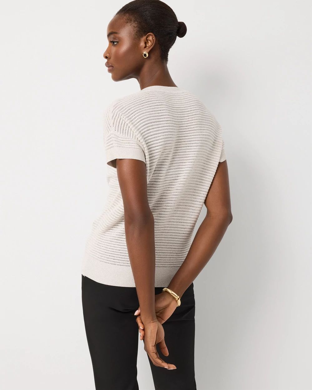 Metallic Stitch Short Sleeve Pullover click to view larger image.