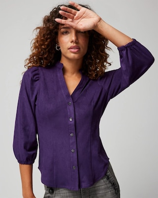 Elbow Sleeve Vegan Suede Shirt