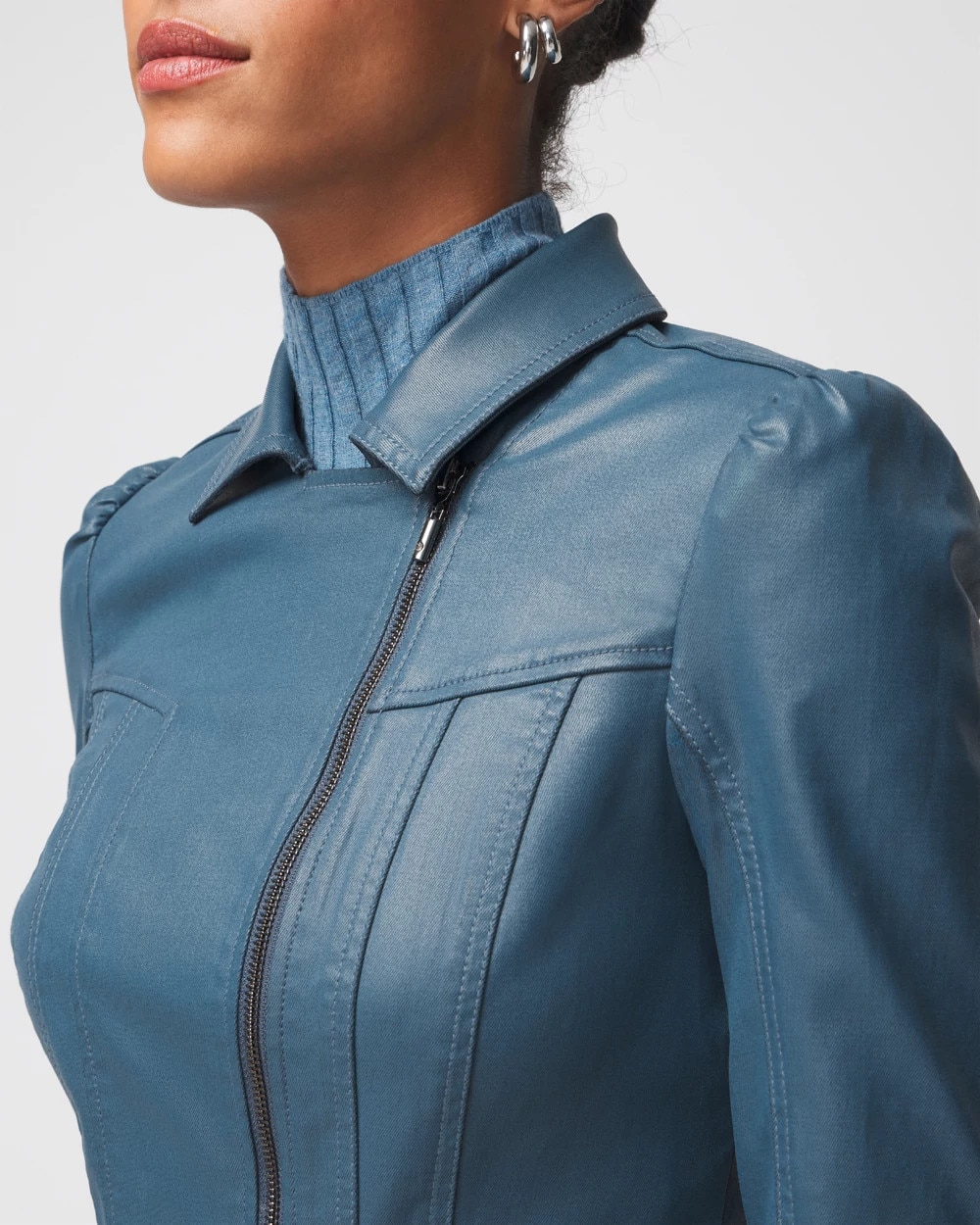 Coated Peplum Jacket