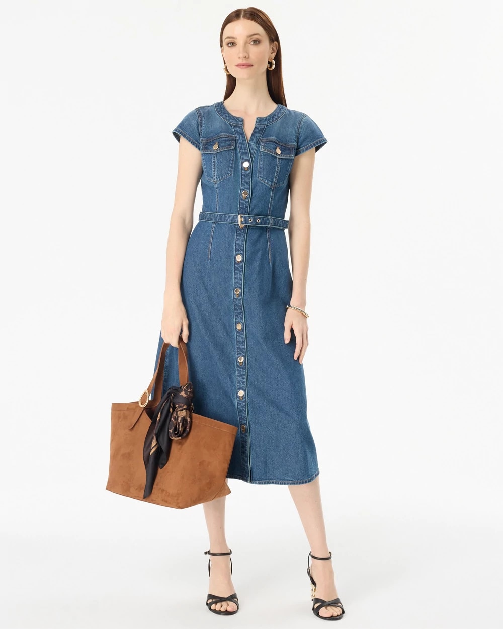 Denim Midi Shirt Dress